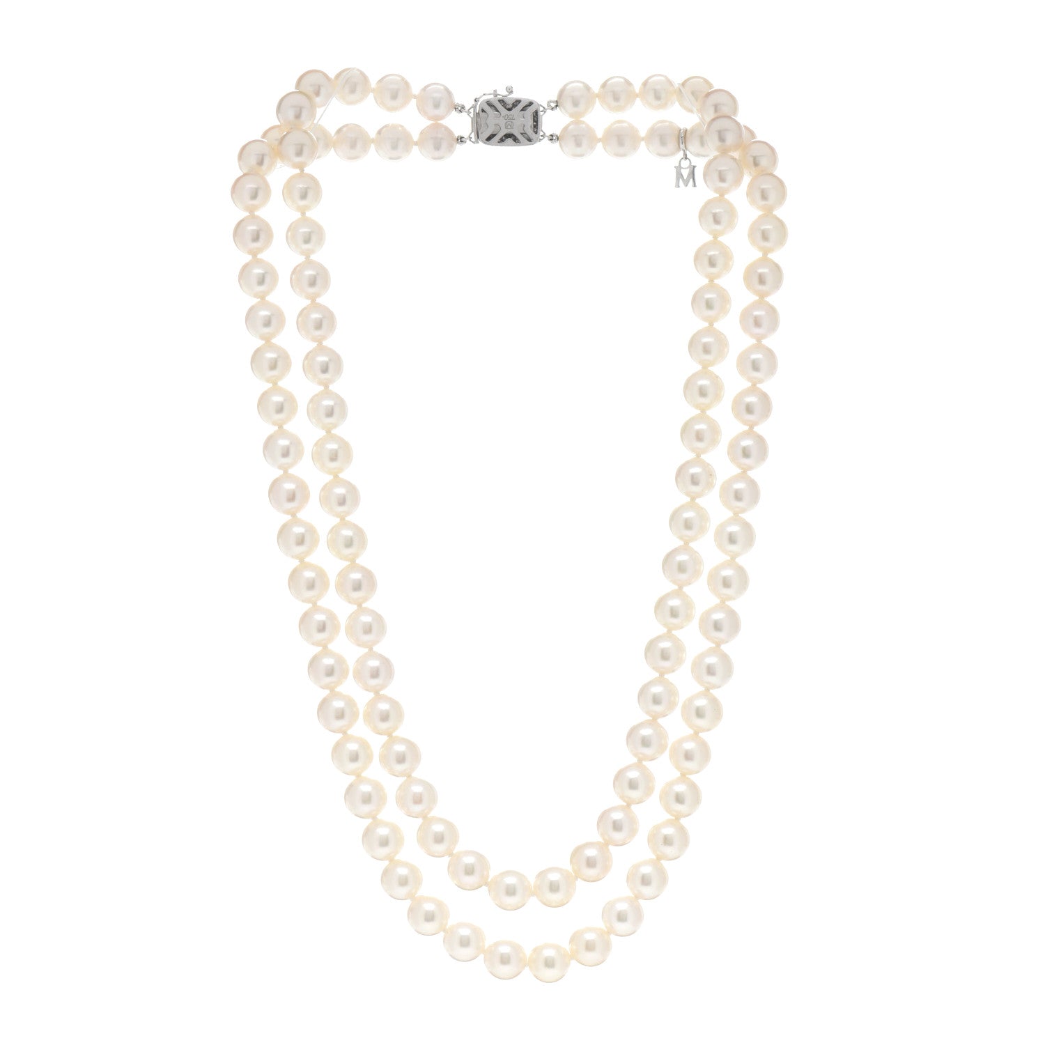 Mikimoto 18K White Gold Akoya Pearl 8-8.5mm Double Strand Necklace 3 of 5