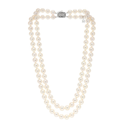 Mikimoto 18K White Gold Akoya Pearl 8-8.5mm Double Strand Necklace 3 of 5