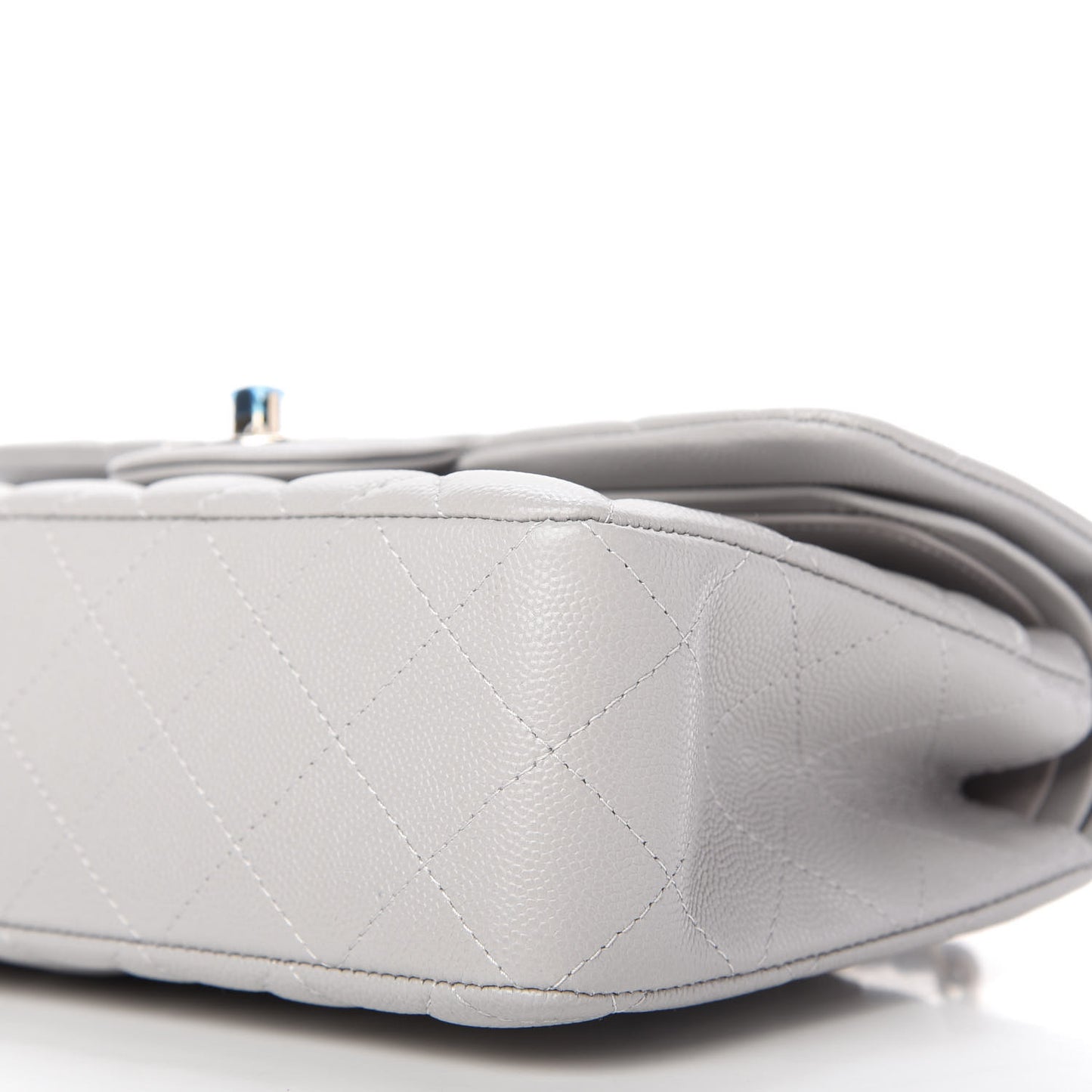 Caviar Quilted Small Double Flap Grey