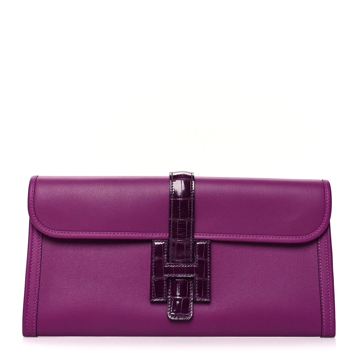 Hermes Swift Shiny Alligator Jige Elan Touch 29 Clutch Anemone 1 of 10