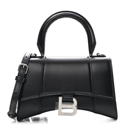 Balenciaga Shiny Box Calfskin Hourglass Top Handle Bag XS Black 1 of 14
