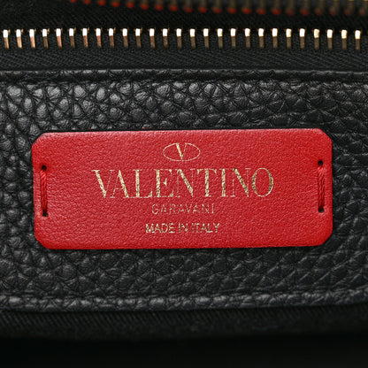 Valentino Garavani Pebbled Calfskin Rockstud Single Handle Flap Bag Black 6 of 9