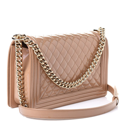 Chanel Iridescent Glazed Calfskin Quilted New Medium Boy Flap Dark Beige 2 of 5