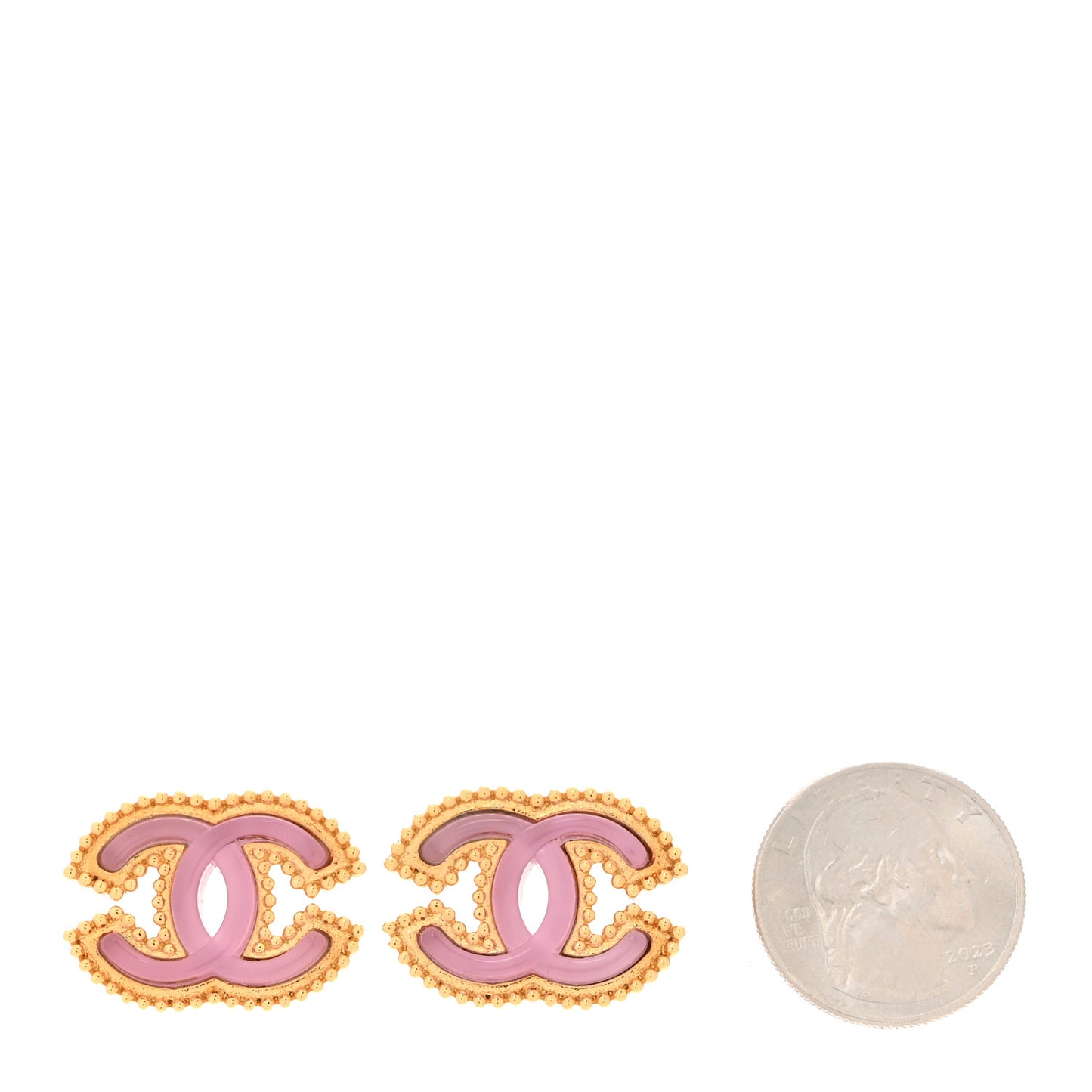 Enamel CC Earrings Gold Pink