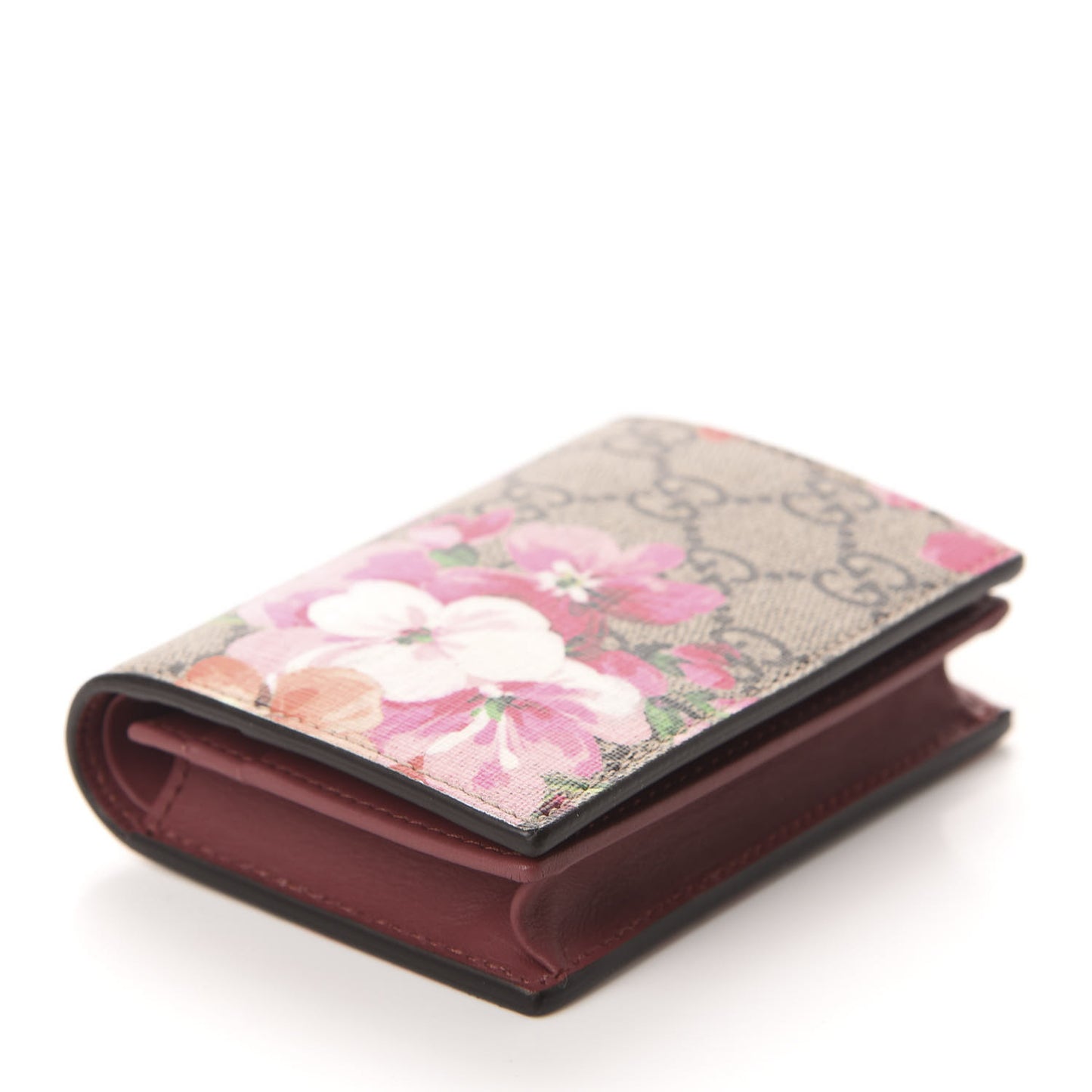 GG Supreme Monogram Blooms Card Case Beige Multicolor Dry Rose