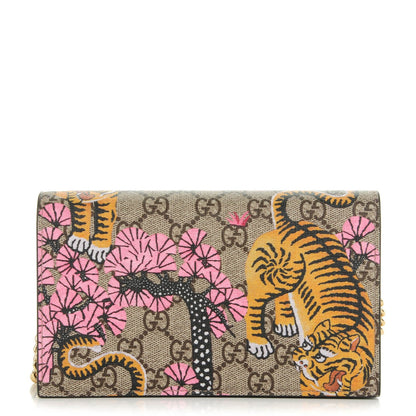 Gucci GG Supreme Monogram Bengal Chain Wallet Beige Pink 1 of 6