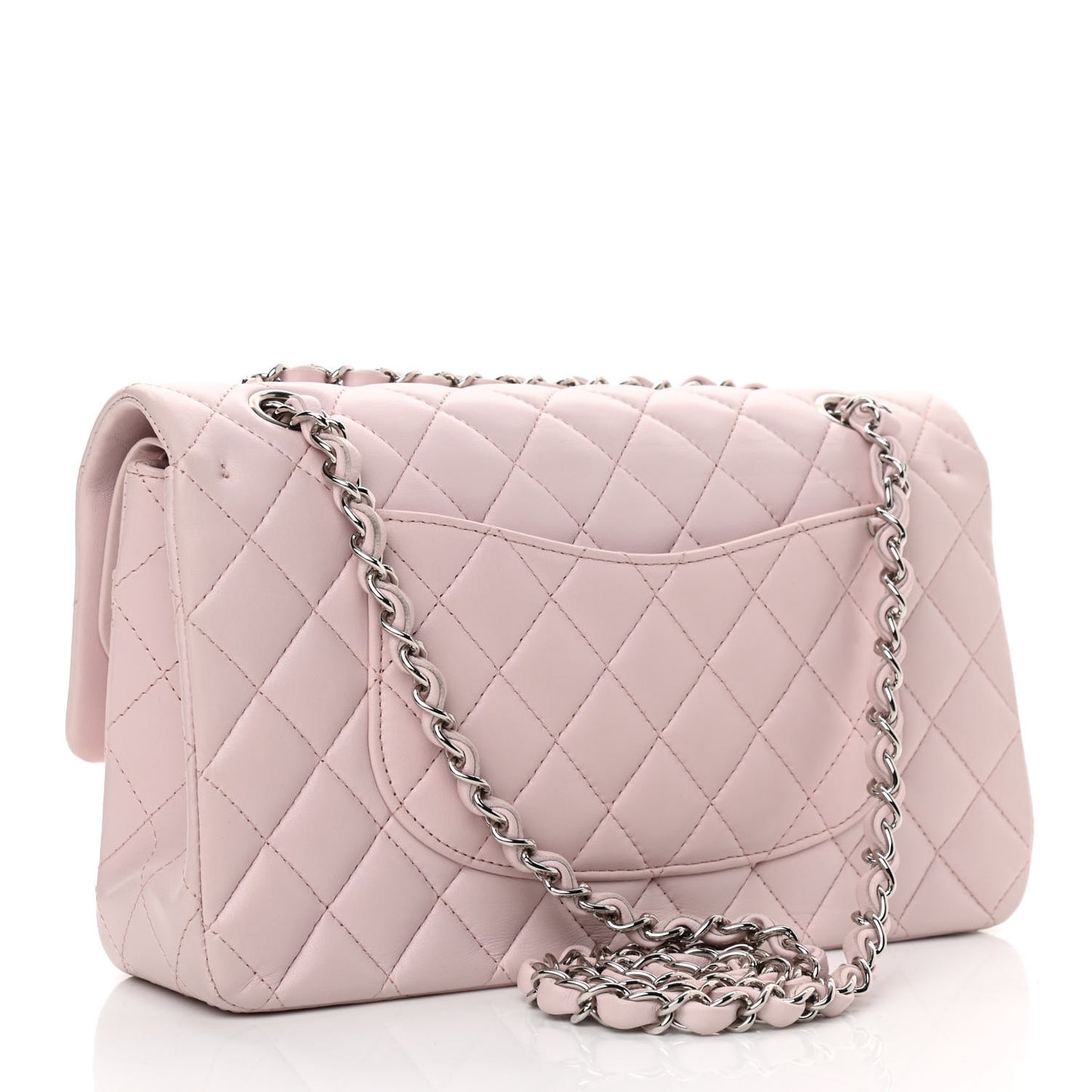 Lambskin Quilted Medium Double Flap Light Pink