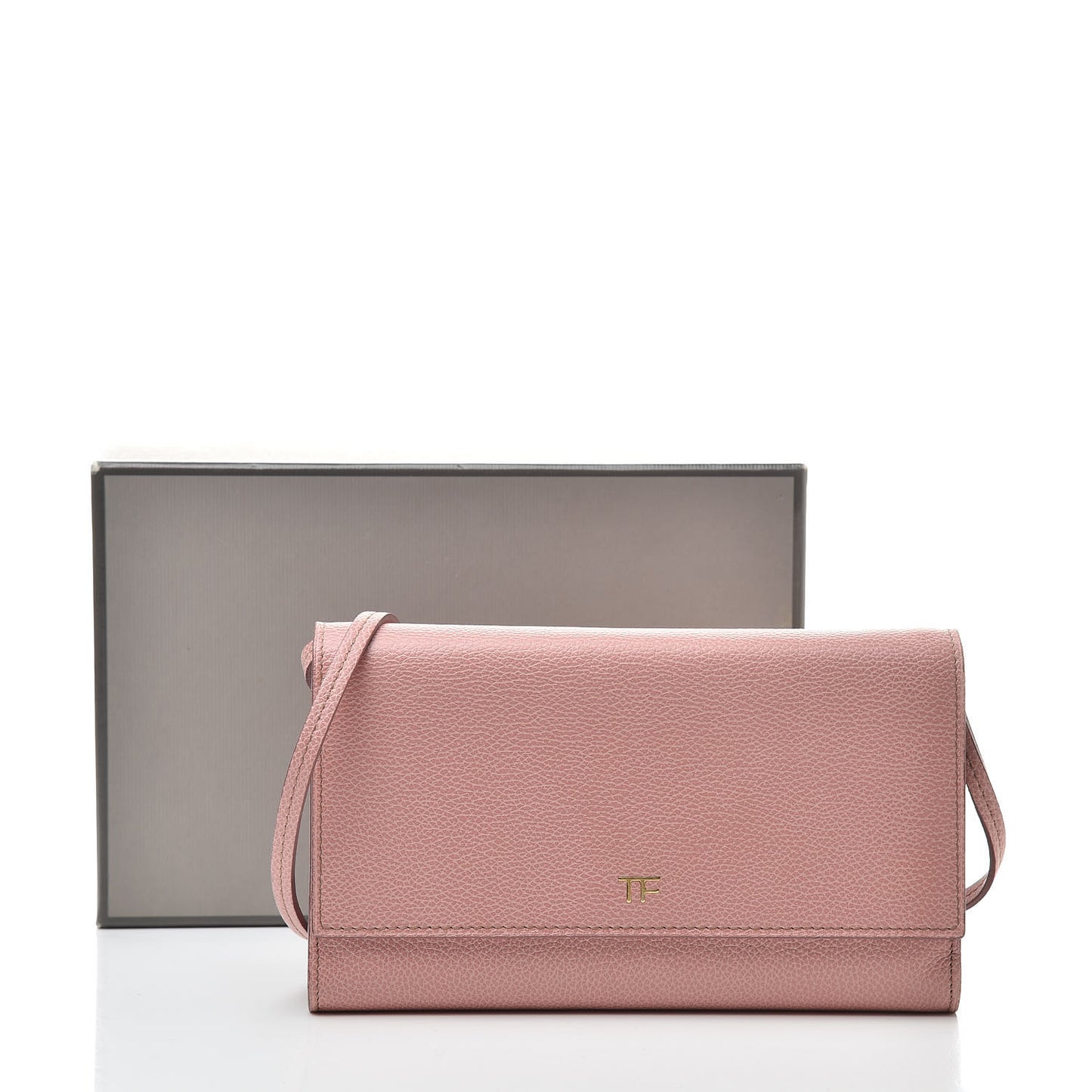 Pebbled Calfskin Wallet On Chain Wild Rose