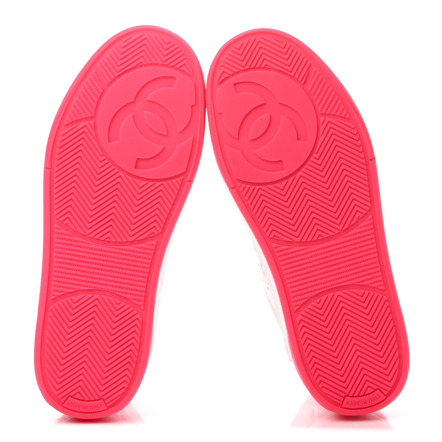 Calfskin Womens Logo Sneakers 35.5 Fuchsia White