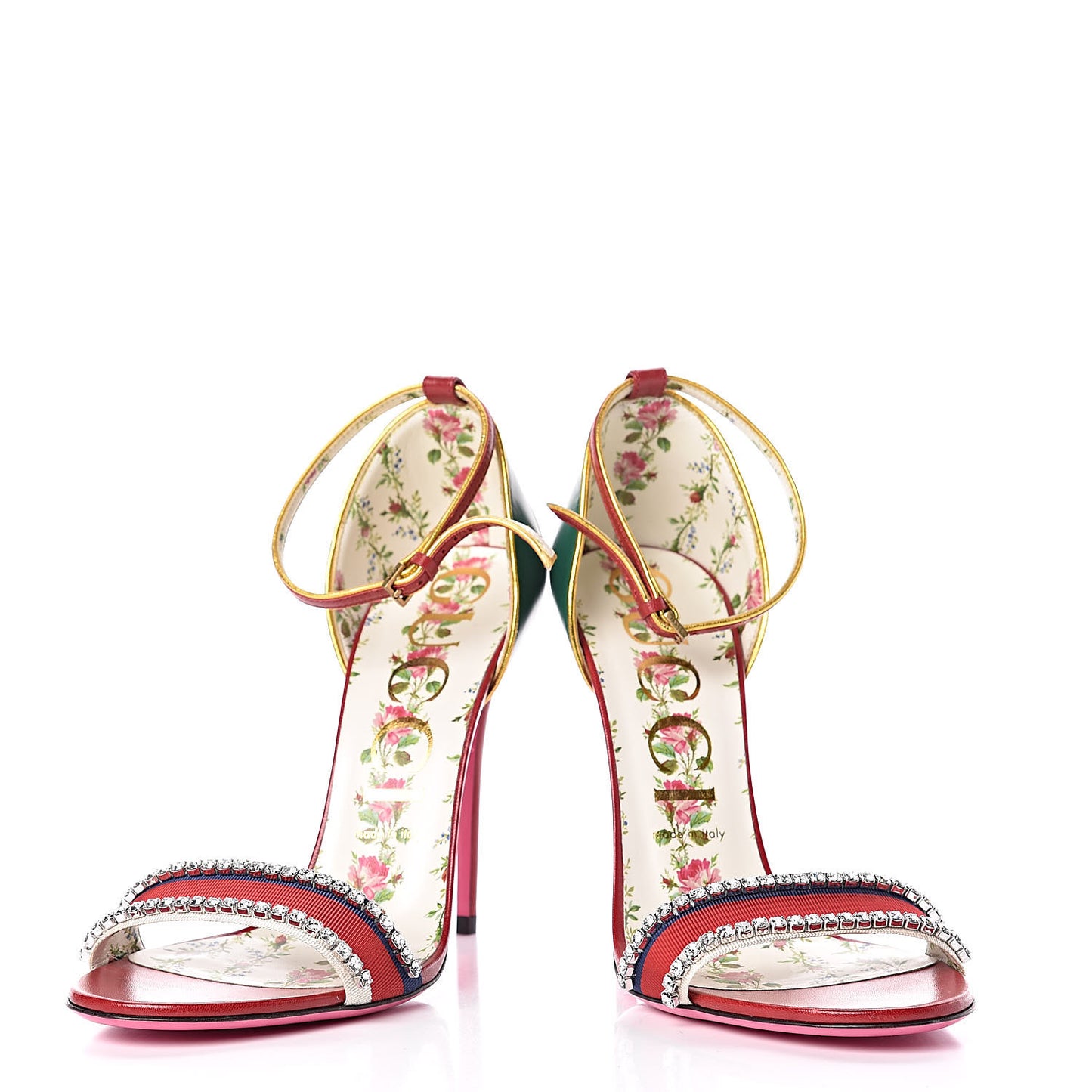 Crystal Isle Ankle Strap Sandals 39.5 Web Red