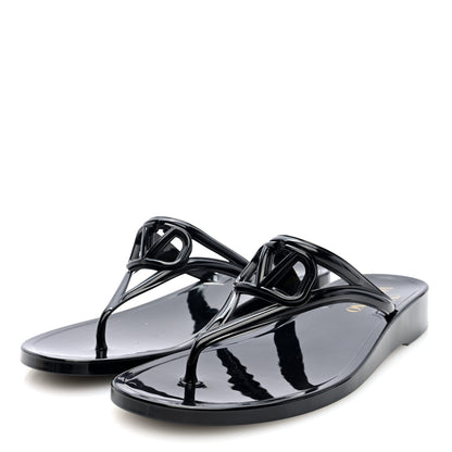 Valentino Garavani PVC Vlogo PM Thong Sandals 40 Black 2 of 9