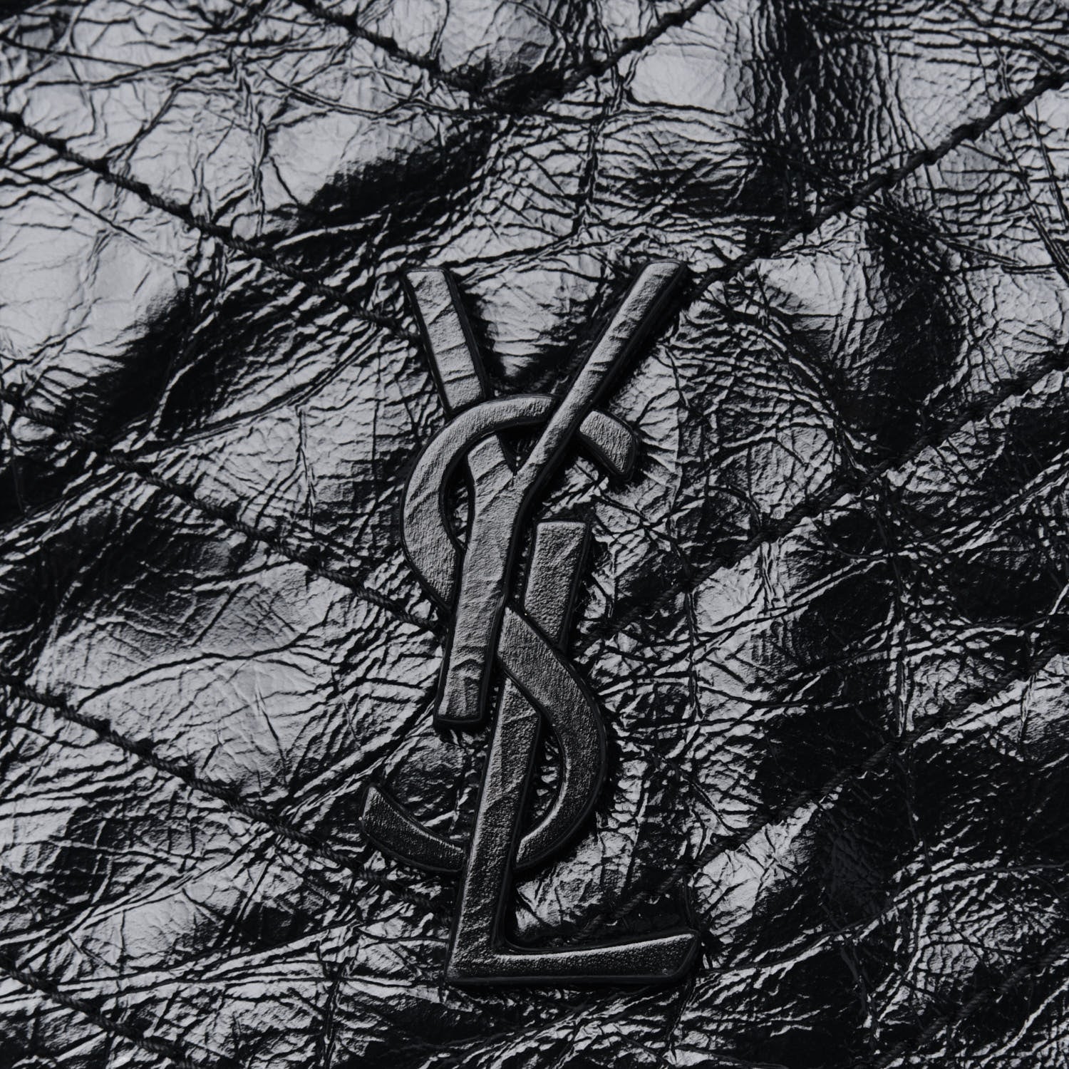 Saint Laurent Crinkled Calfskin Matelasse Monogram Medium Niki Chain Satchel Black 11 of 11