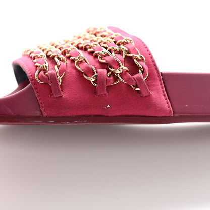 Chanel Satin Chain Flat Sandals 36 Dark Fuchsia 10 of 16