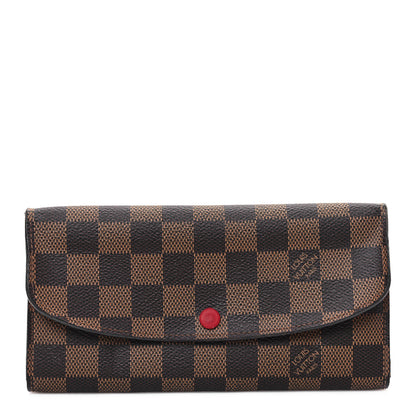 Louis Vuitton Damier Ebene Emilie Wallet Red 1 of 11
