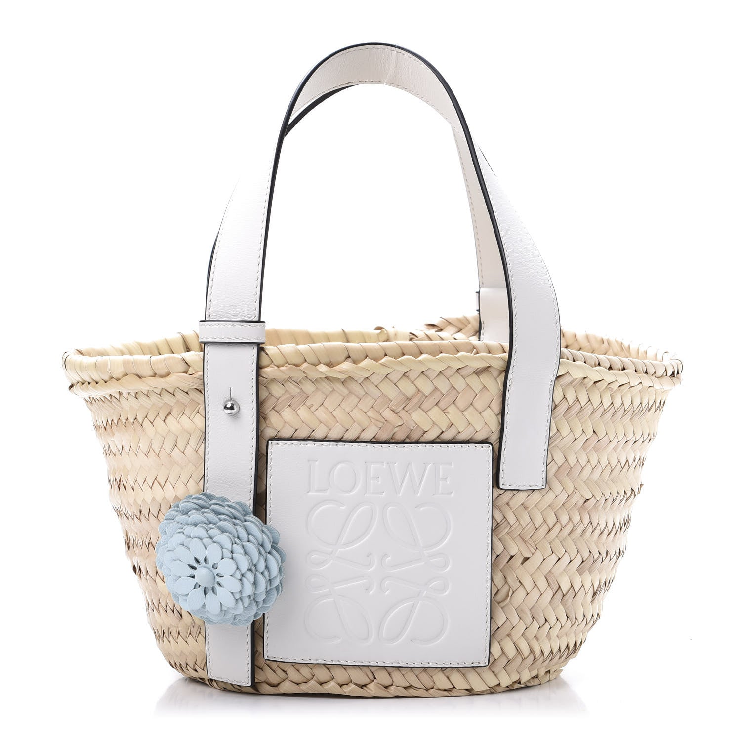 Loewe Raffia Small Basket Tote Bag Natural White 1 of 11