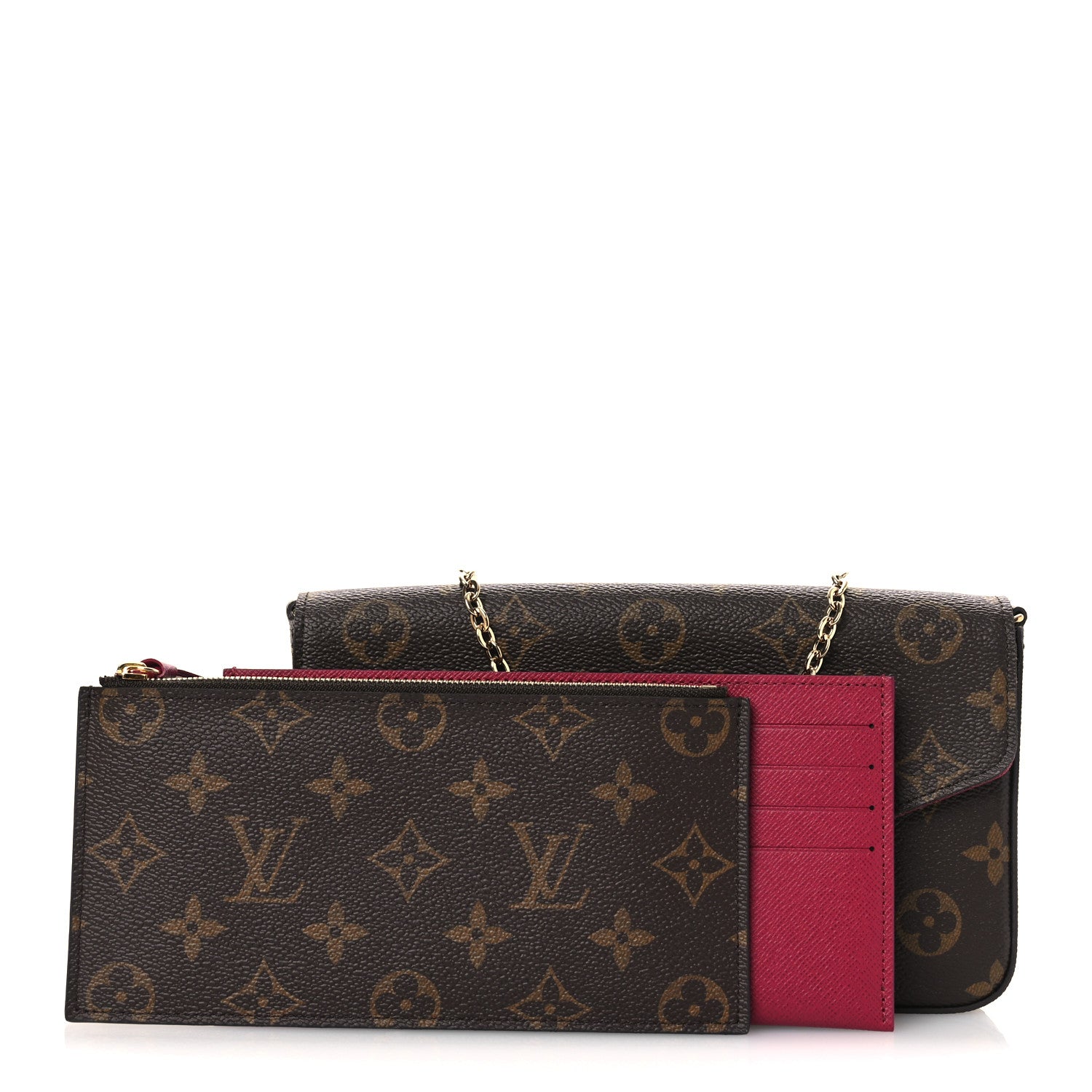 Louis Vuitton Monogram Pochette Felicie Chain Wallet Fuchsia 3 of 12