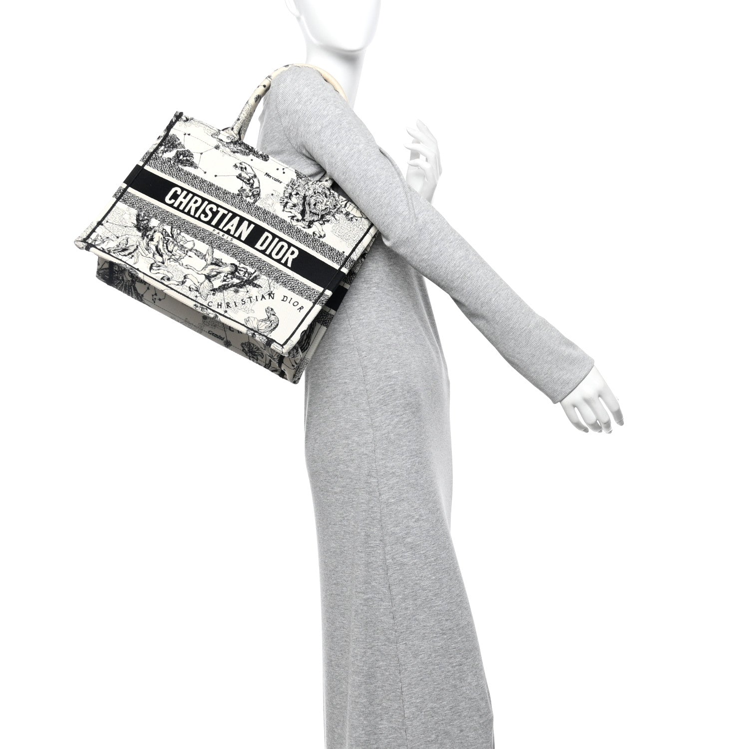 Christian Dior Canvas Zodiac Toile De Jouy Embroidered Medium Book Tote Latte 2 of 12