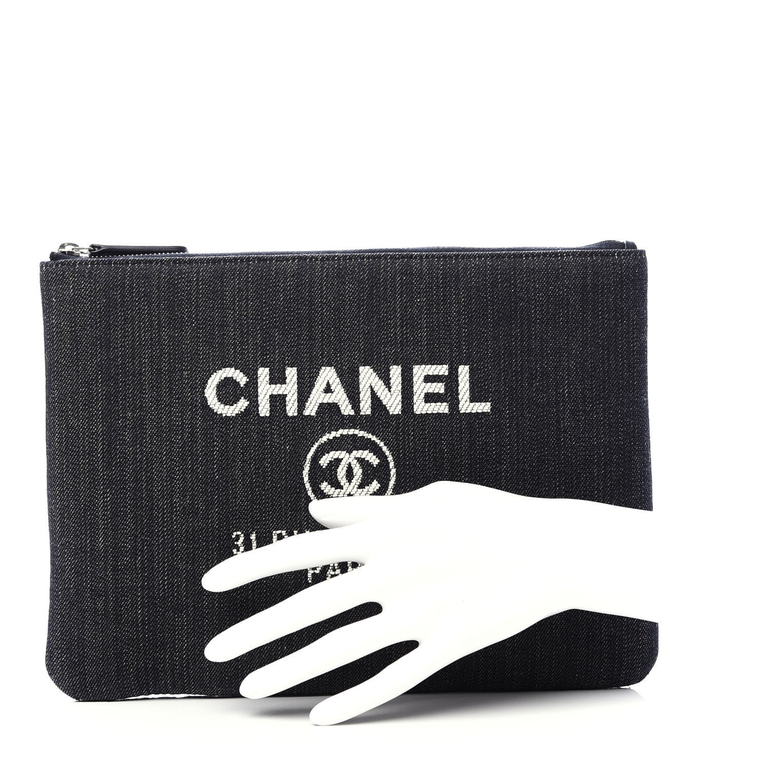 Chanel Denim Medium Deauville Pouch Dark Blue 2 of 7
