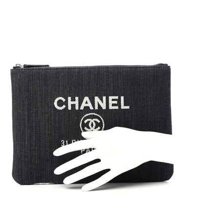 Chanel Denim Medium Deauville Pouch Dark Blue 2 of 7