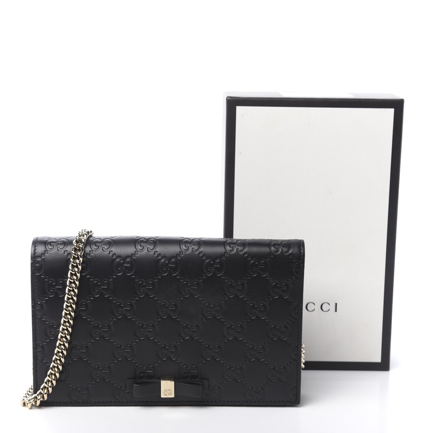 Gucci Guccissima Signature Bowy Chain Wallet Black 16 of 16