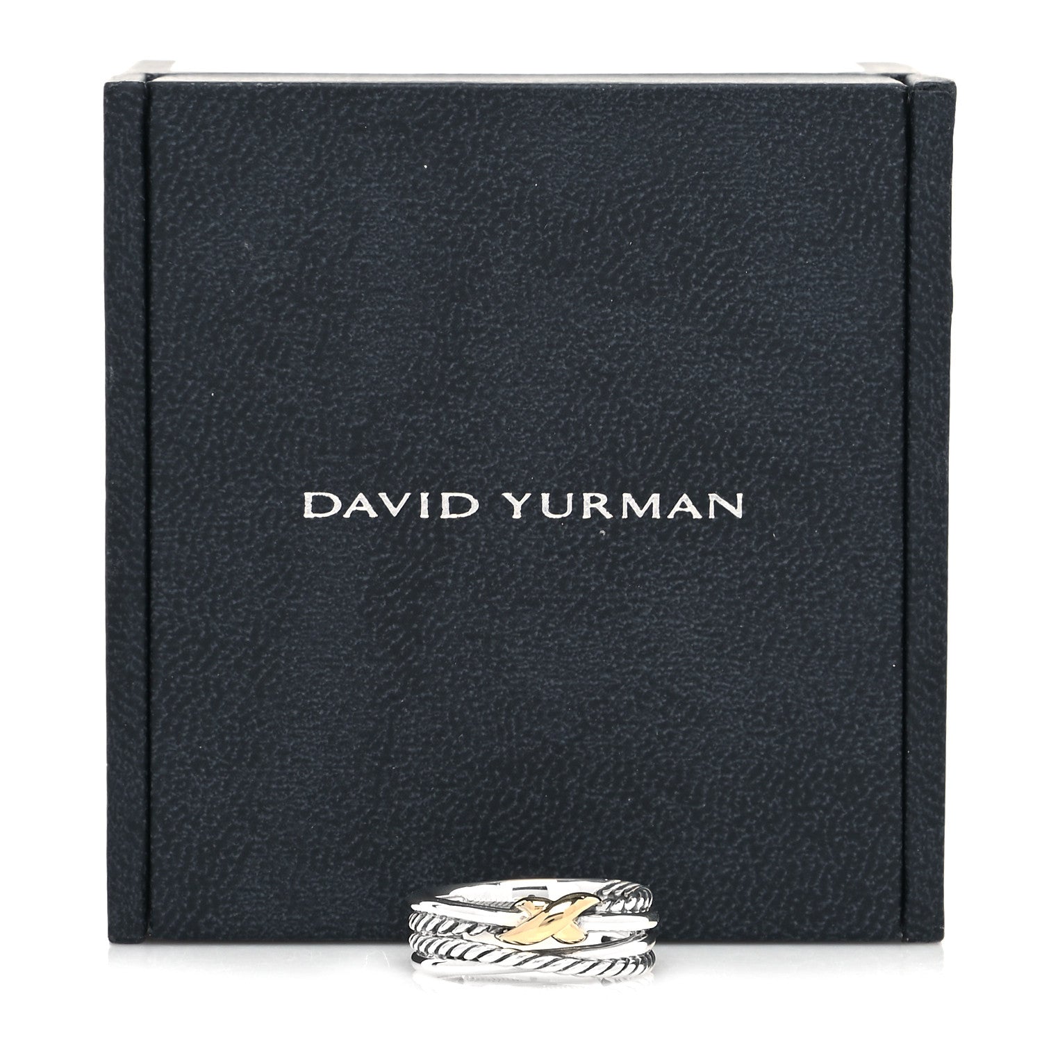 David Yurman Sterling Silver 18K Yellow Gold 6mm X Crossover Ring 49 4.75 5 of 5