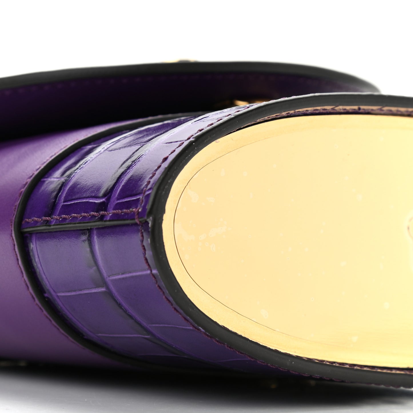 Calfskin Crocodile Embossed Small Aby Lock Nightfall Purple
