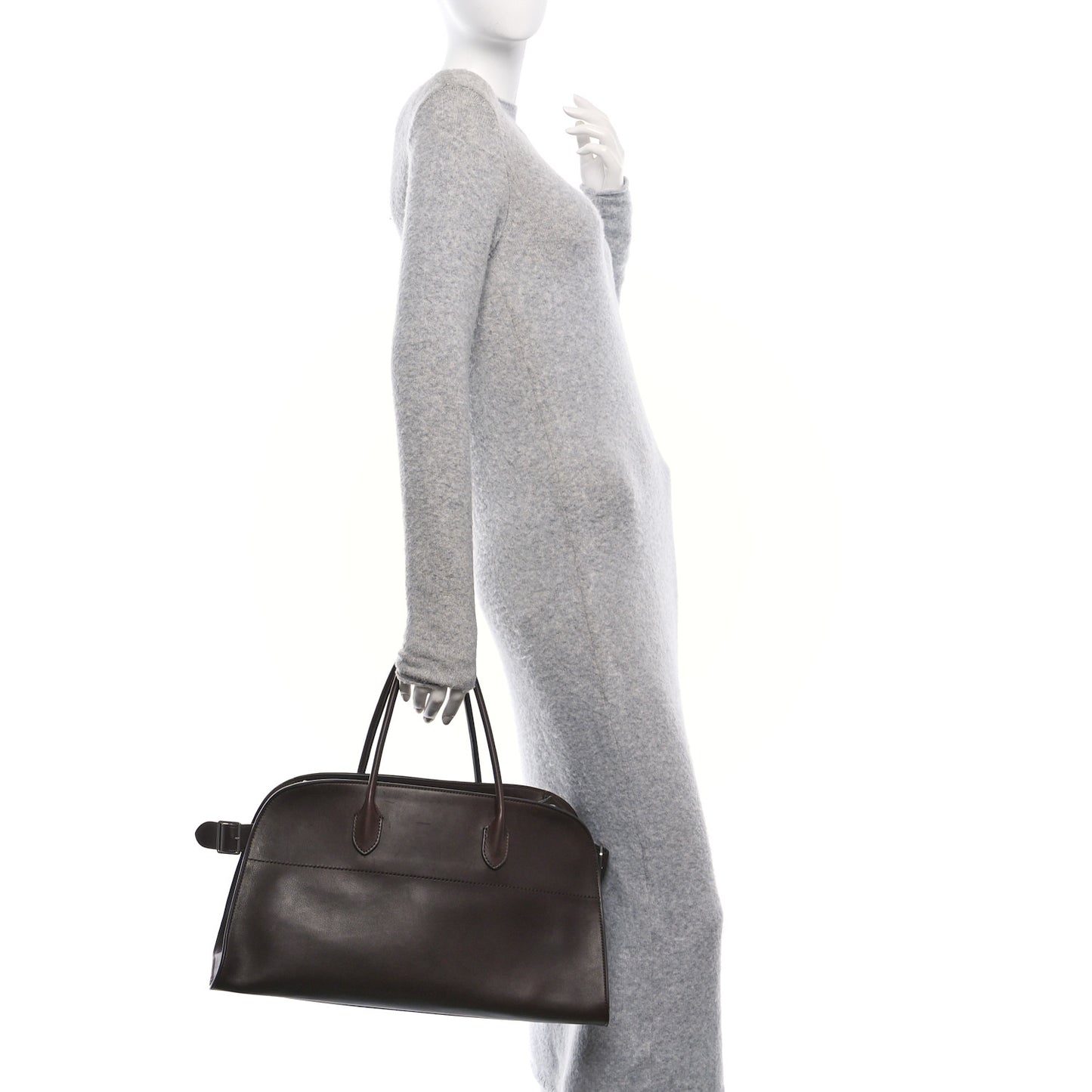 Polished Saddle Calfskin EW Margaux Chestnut
