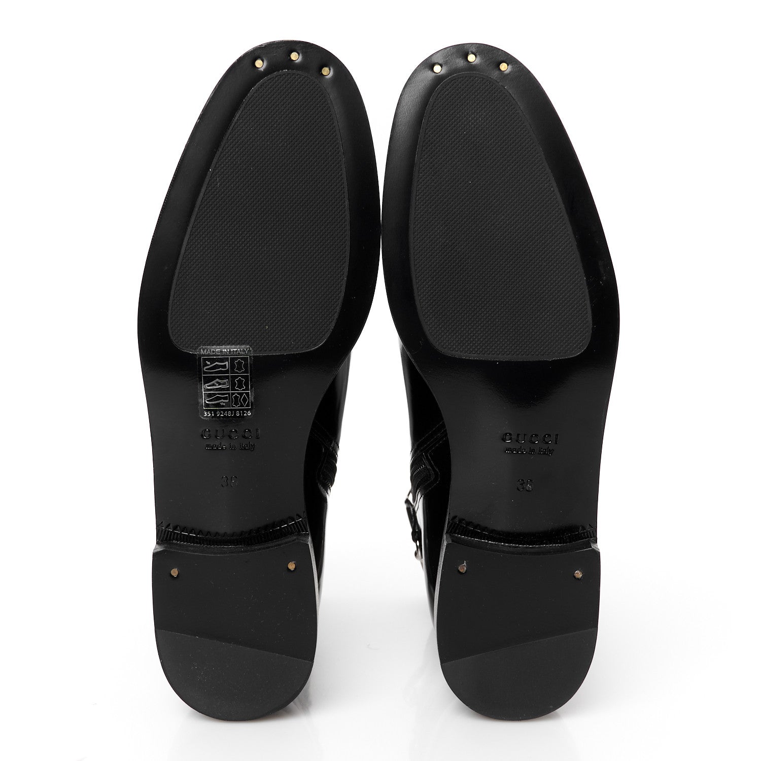 Gucci Brushed Calfskin Michelangelo Slim Horsebit Ankle Boots 36 Black 6 of 10