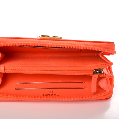Chanel Patent Quilted Small Boy Zip Around Wallet Orange 5 of 11