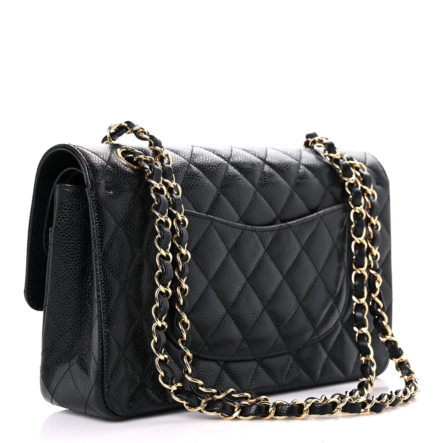 Caviar Quilted Medium Double Flap Black