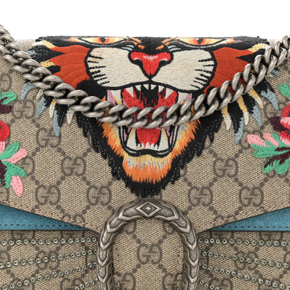 Gucci GG Supreme Monogram Angry Cat Embroidered Medium Dionysus Shoulder Bag Beige Ultramarine 9 of 15