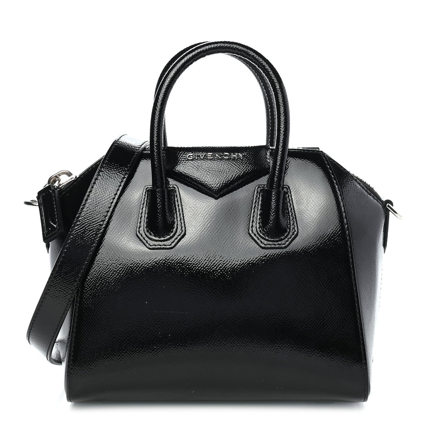 Textured Patent Calfskin Mini Antigona Black