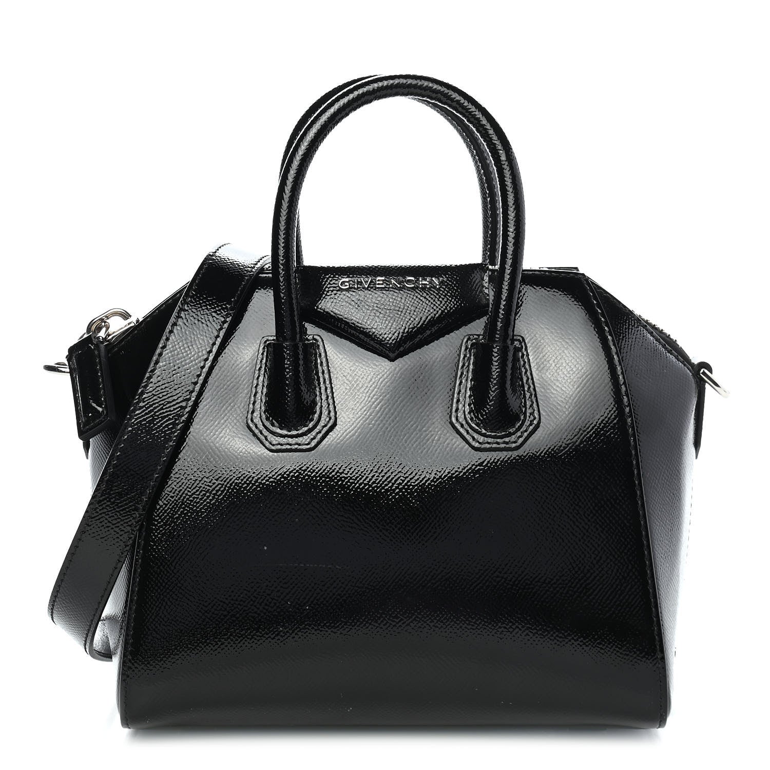 Givenchy Textured Patent Calfskin Mini Antigona Black 1 of 8