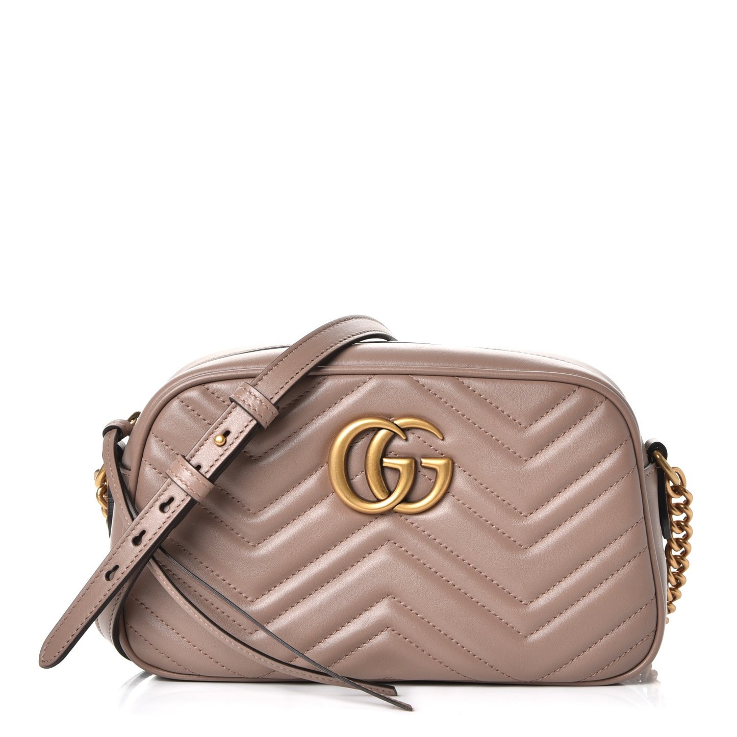 Calfskin Matelasse Small GG Marmont Chain Shoulder Bag Porcelain Rose
