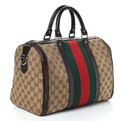 Gucci Monogram Vintage Web Medium Boston Dark Brown 3 of 9