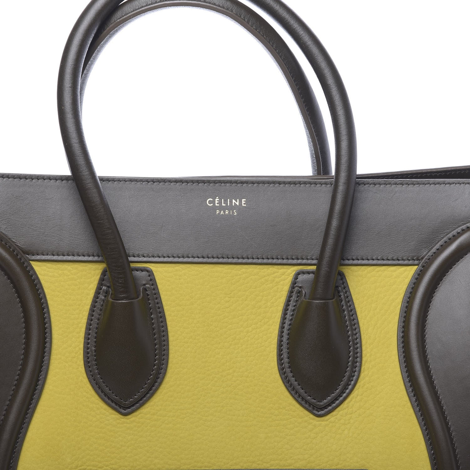 Celine Nubuck Smooth Calfskin Mini Tri-Color Luggage Chartreuse 7 of 9