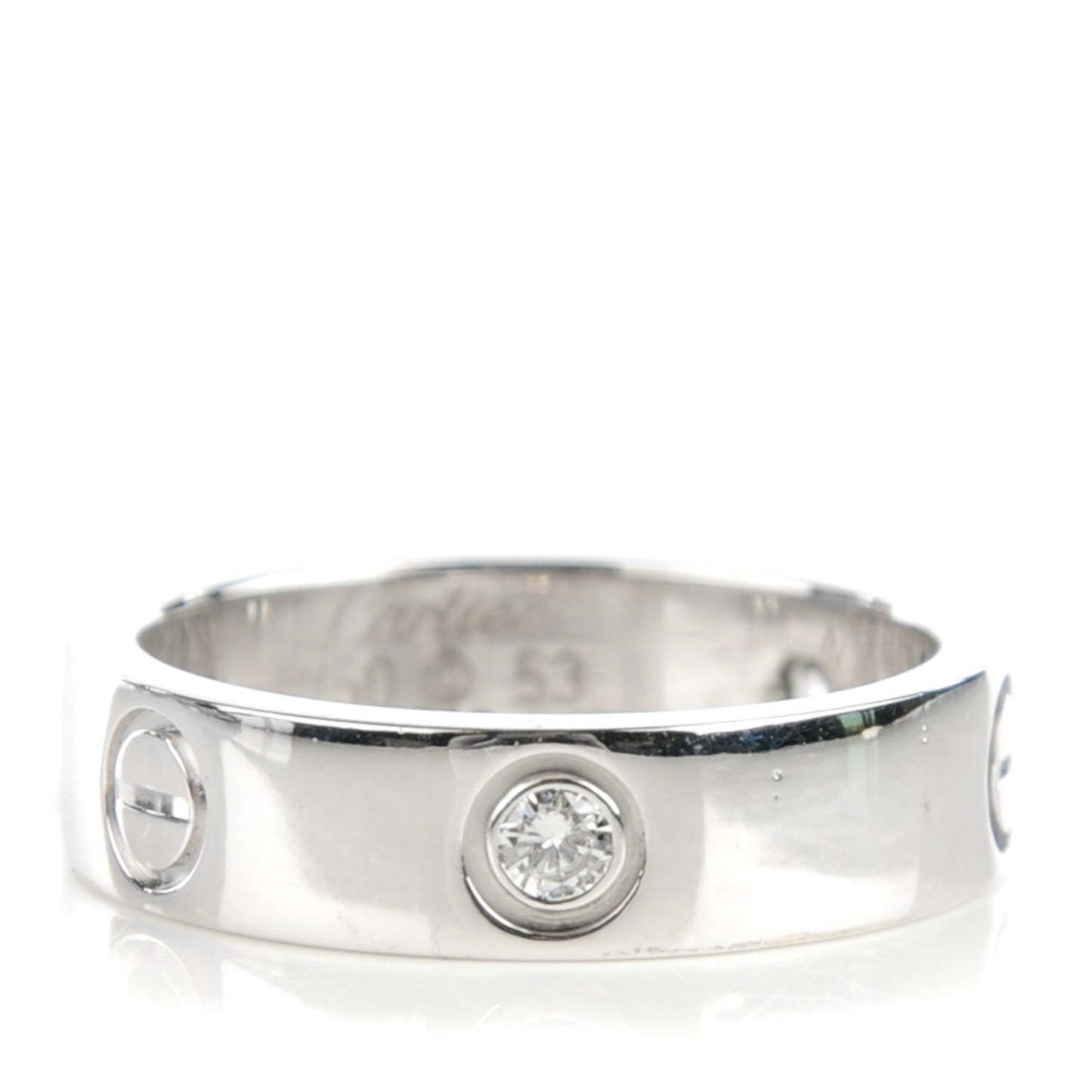 18K White Gold 3 Diamond 5.5mm LOVE Ring 58 8.25