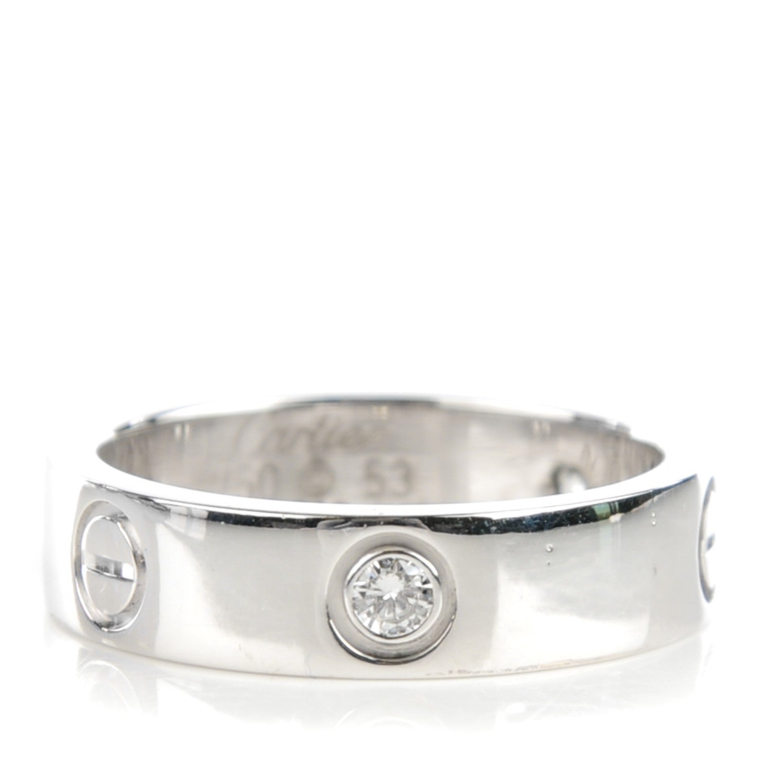 Cartier 18K White Gold 3 Diamond 5.5mm LOVE Ring 58 8.25 1 of 5