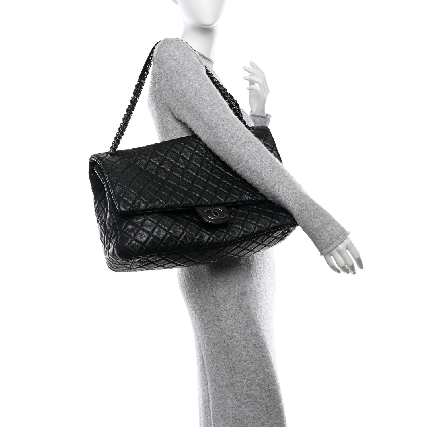 Chanel Calfskin Quilted XXL Travel Flap Bag Black 2 of 9