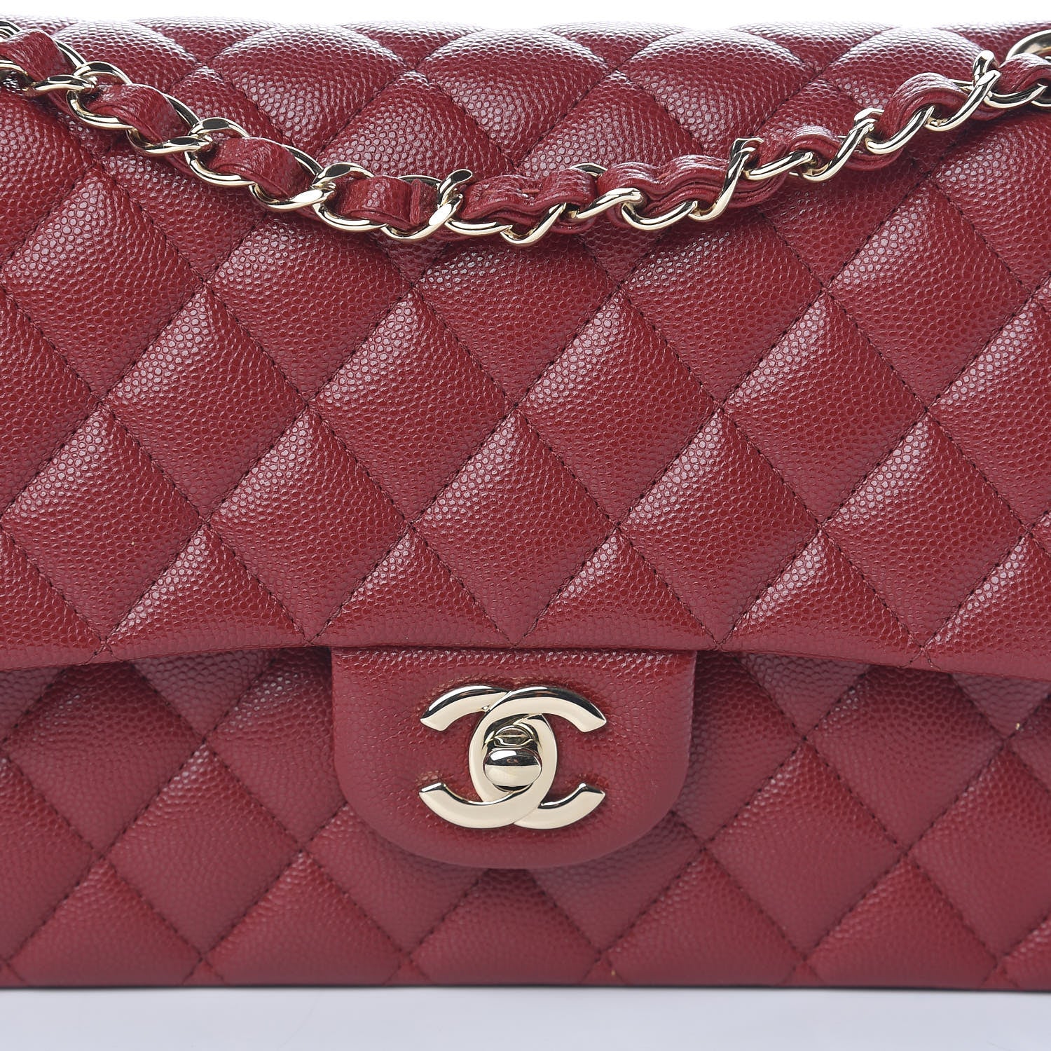 Chanel Caviar Quilted Medium Double Flap Dark Red 11 of 13