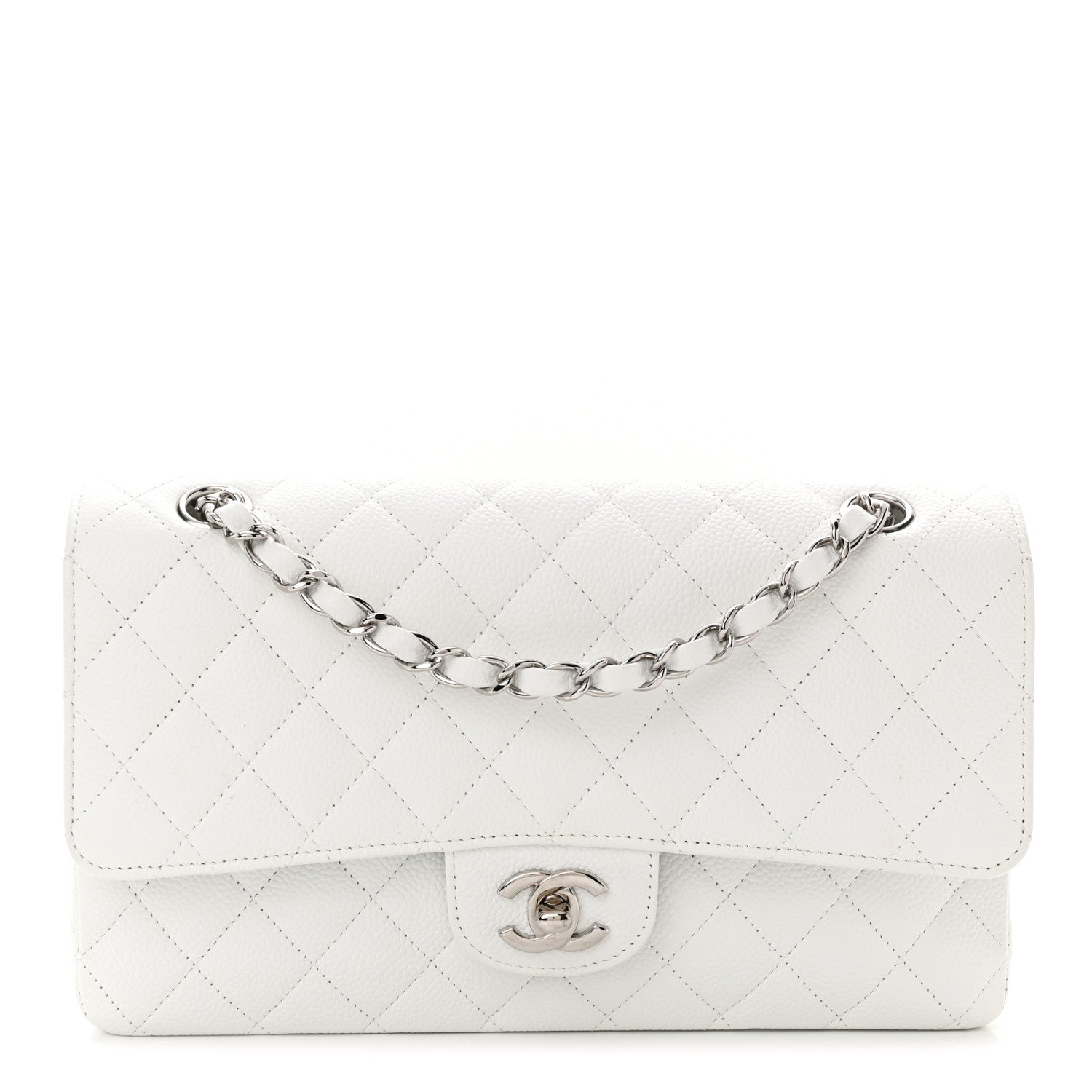 Chanel Caviar Quilted Medium Double Flap White 1 of 15