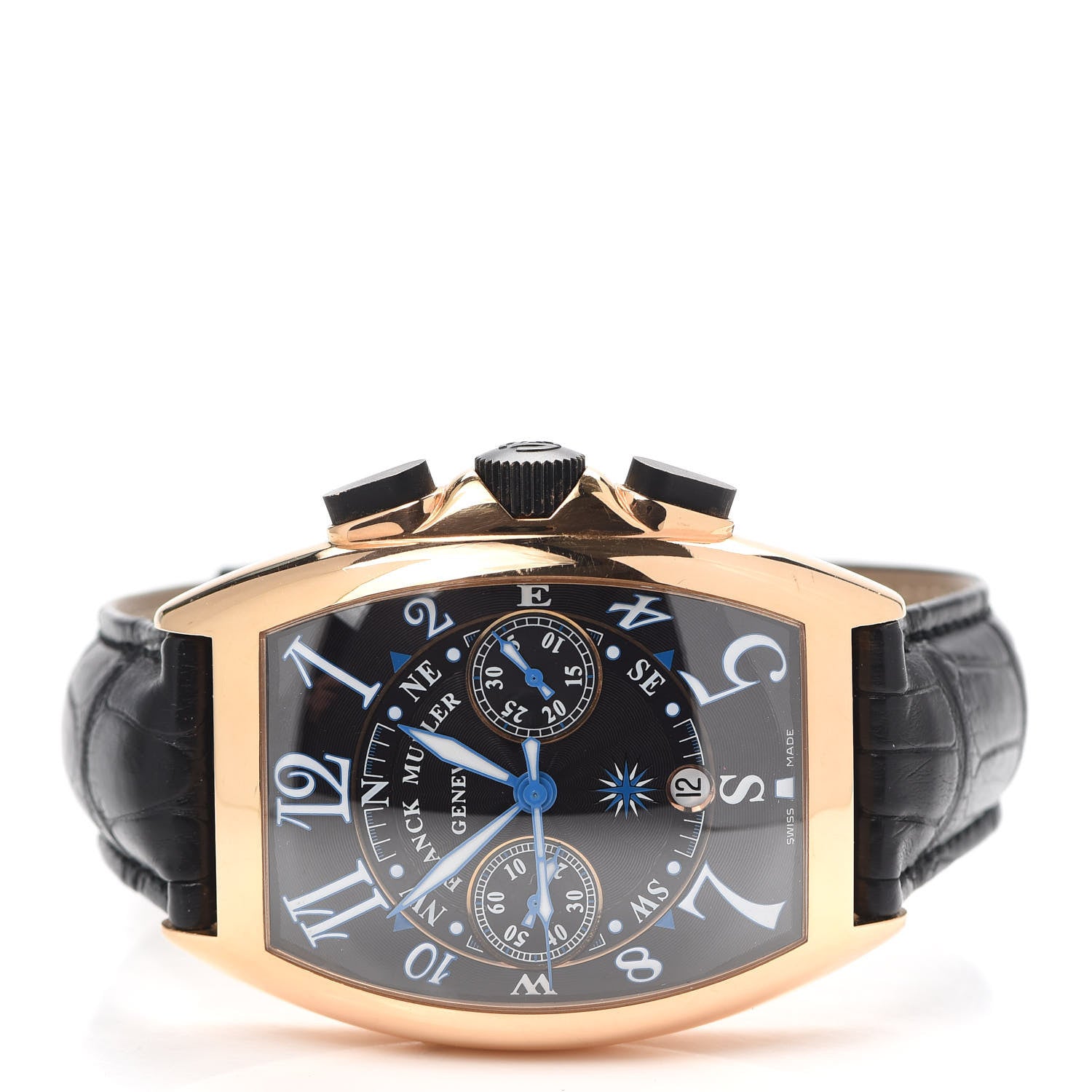 Franck Muller 18K Rose Gold Alligator 42mm Chronograph Mariner Automatic Watch Black 8080CCAT 2 of 4