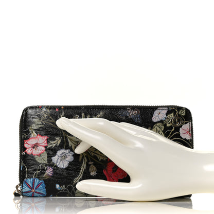 Gucci Shangai Calfskin Flora Knight Zip Around Wallet Black 2 of 8