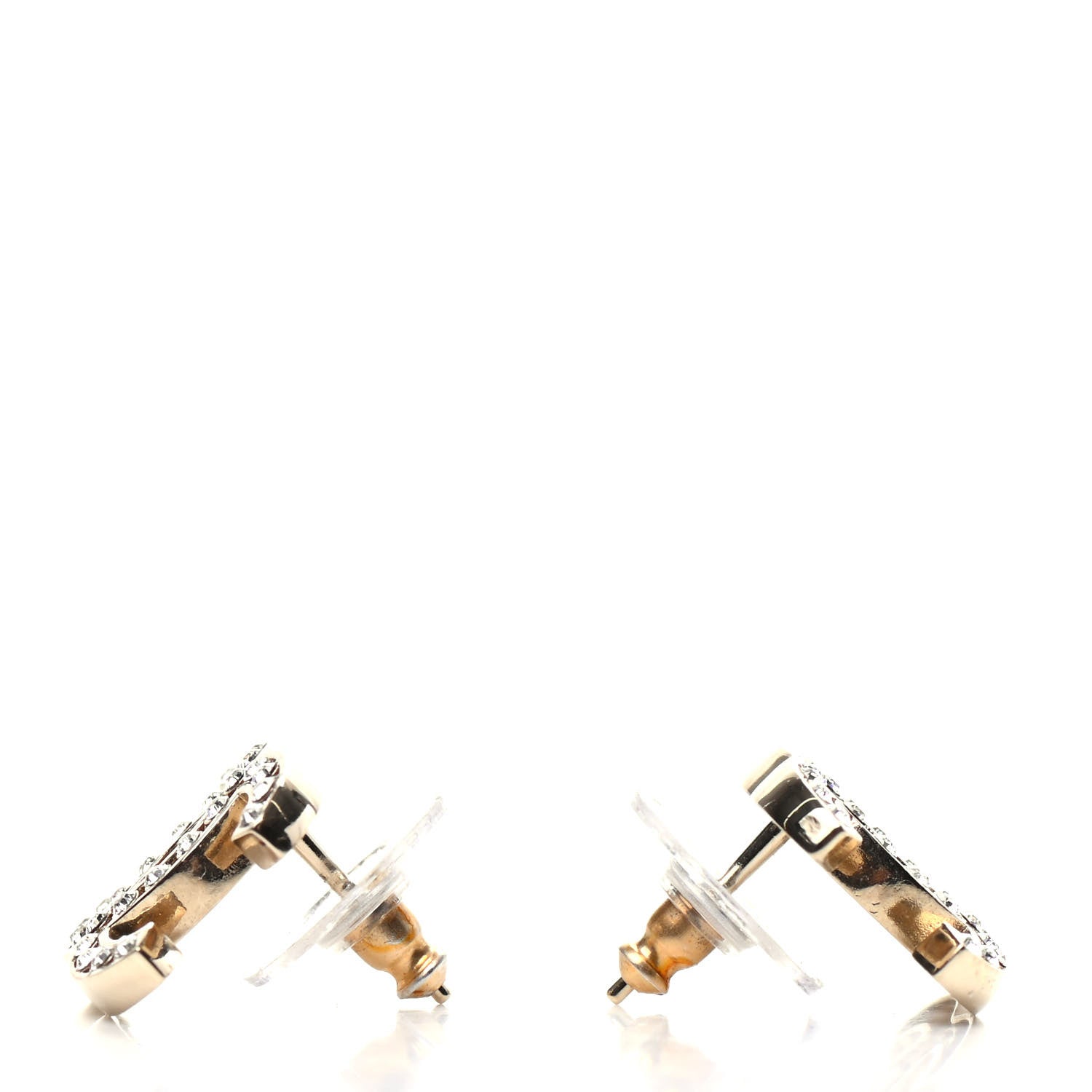 Chanel Crystal CC Large Earrings Gold 3 of 5