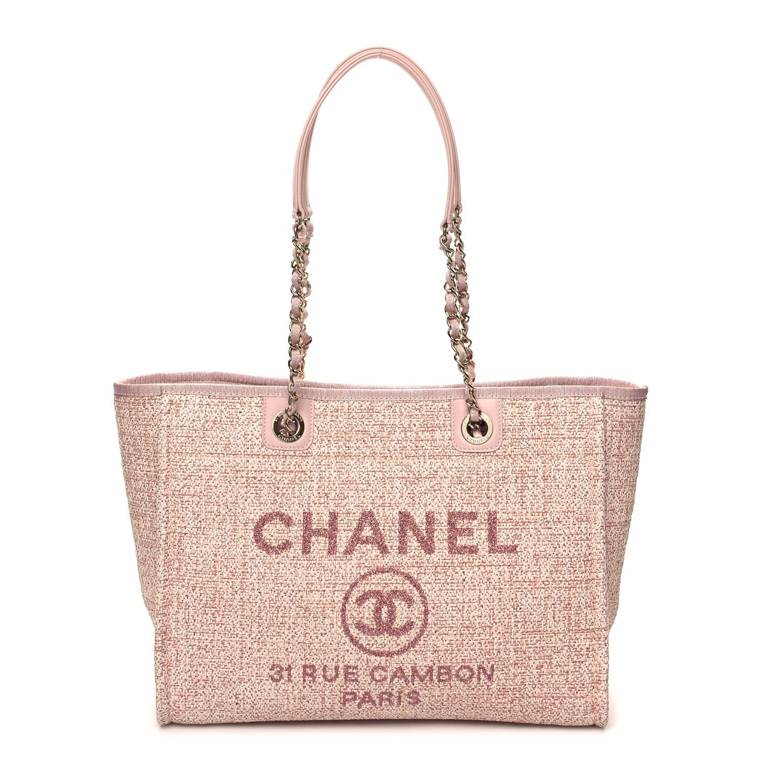 Chanel Lurex Boucle Small Deauville Tote Pink 1 of 10