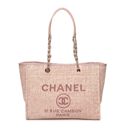 Chanel Lurex Boucle Small Deauville Tote Pink 1 of 10