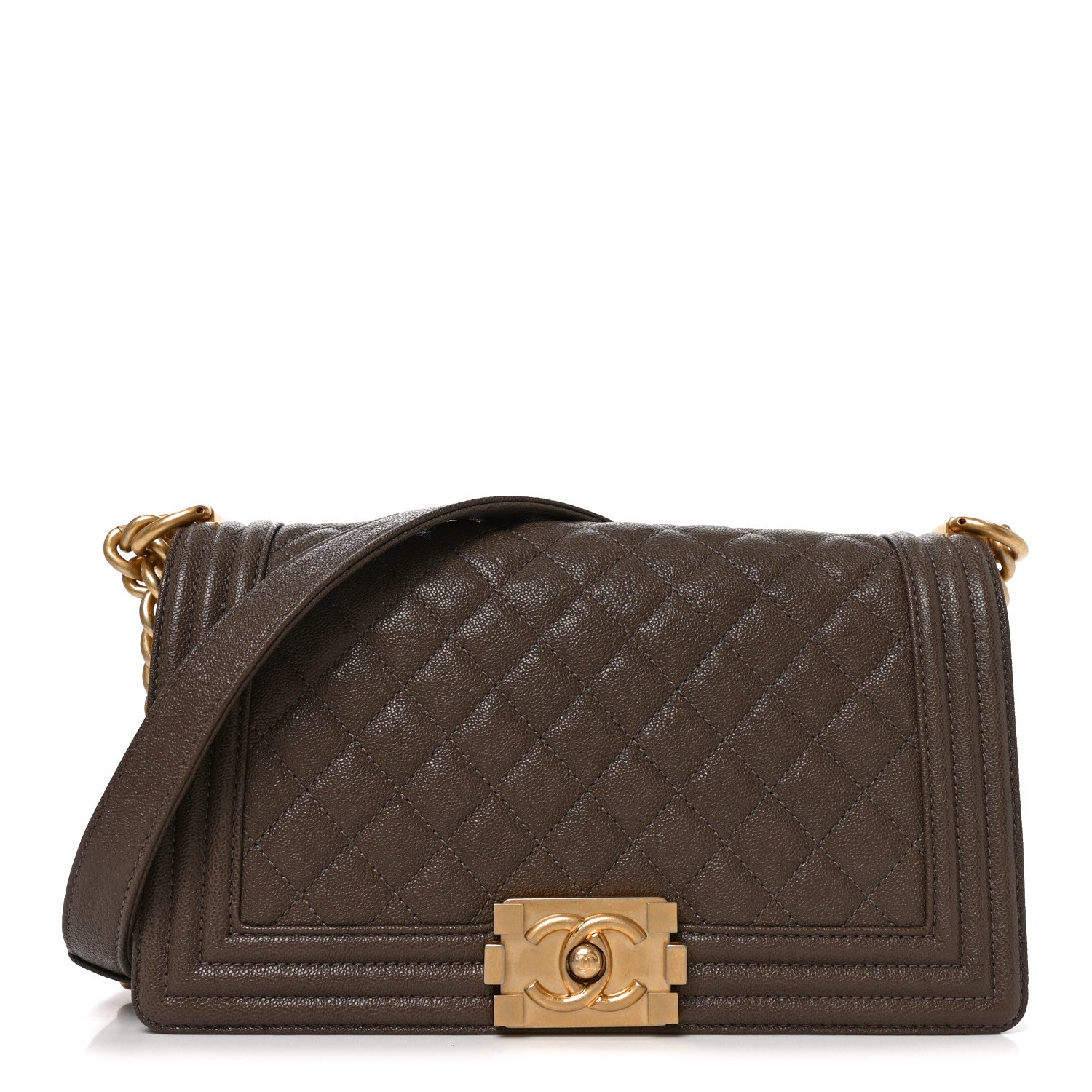 Chanel Caviar Quilted Medium Boy Flap Khaki 1 of 10