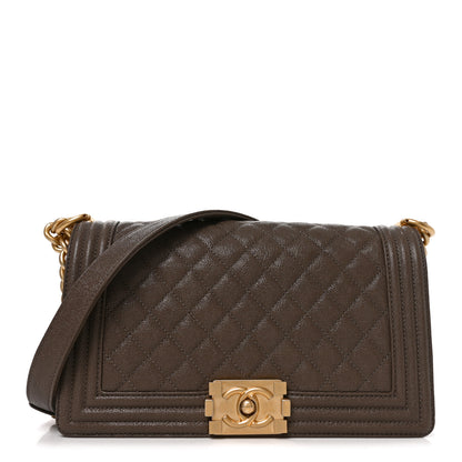Chanel Caviar Quilted Medium Boy Flap Khaki 1 of 10