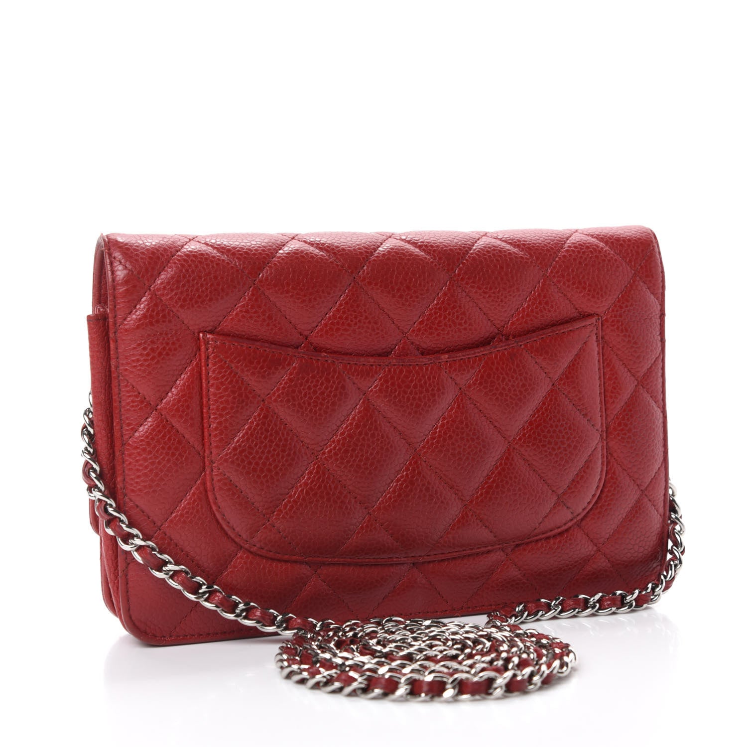 Chanel Caviar Quilted Wallet On Chain WOC Dark Red 3 of 16