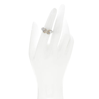 David Yurman Sterling Silver 18K Yellow Gold Diamond X Ring 52 6 2 of 6